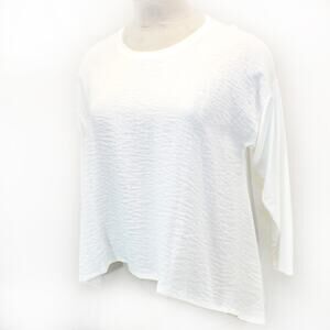 Blanque White Asymmetric Hem Casual Blouse Long Sleeve Top Small